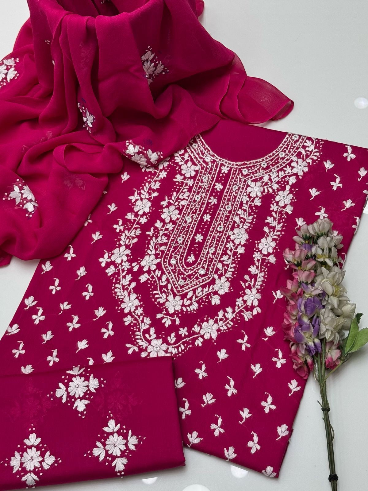 Pakka Tanka Thread Embroidery | Unstitched 3 Piece