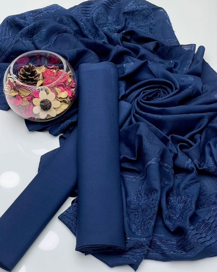 Peach Leather | Unstitched Shirt Dupatta Trouser 3 Piece