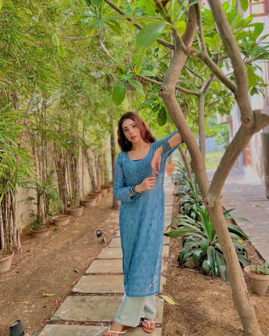 Pakka Boor Neck Mirror | Unstitched Shirt Dupatta 2 Piece