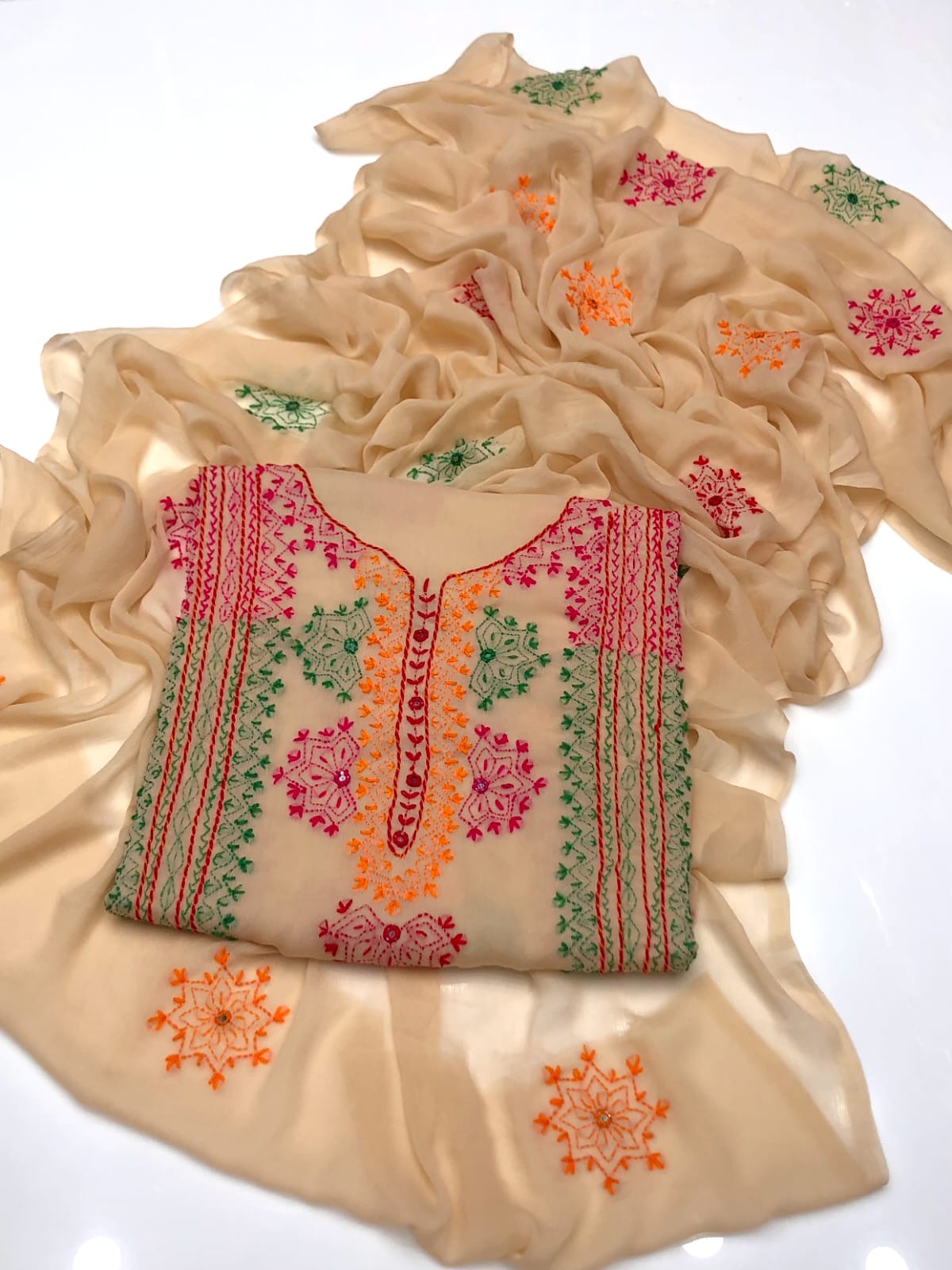 Afghani Tanka Embroidery | Unstitched Shirt Dupatta 2 Piece