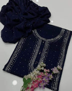 Kurta Style Mukesh Work | Unstitched Shirt Dupatta