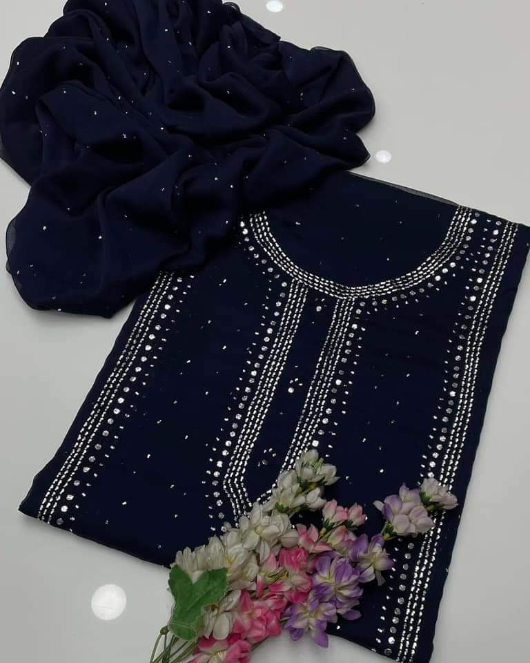 Kurta Style Mukesh Work | Unstitched Shirt Dupatta