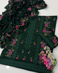 Cross Stitch & Chicken Kari Work | Unstitched Shirt Dupatta Trouser 3 Piece Dress