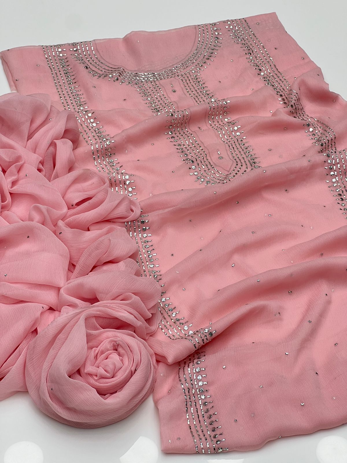 Kurta Style Mukesh Work | Unstitched Shirt Dupatta