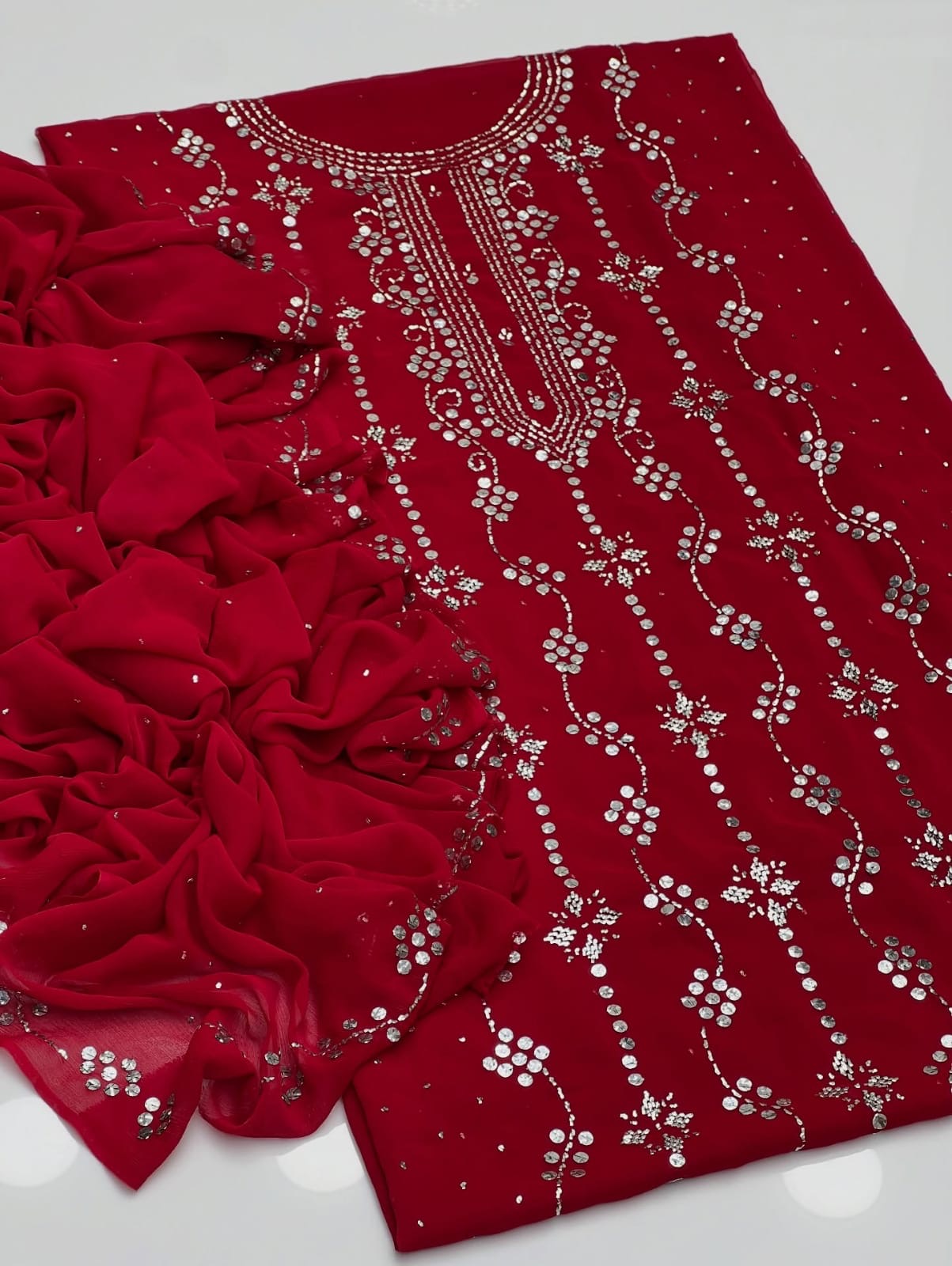 Heavy Mukesh | Unstitched Shirt Dupatta 2 Piece