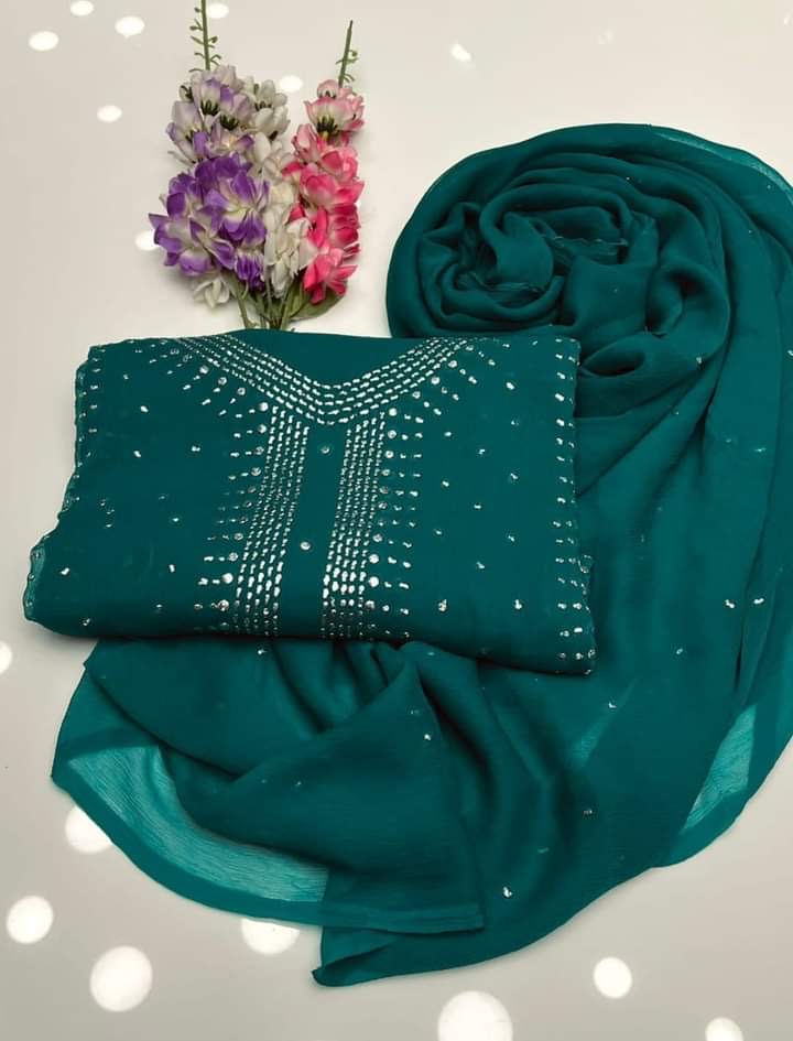 Kurta Style Mukesh Work | Unstitched Shirt Dupatta