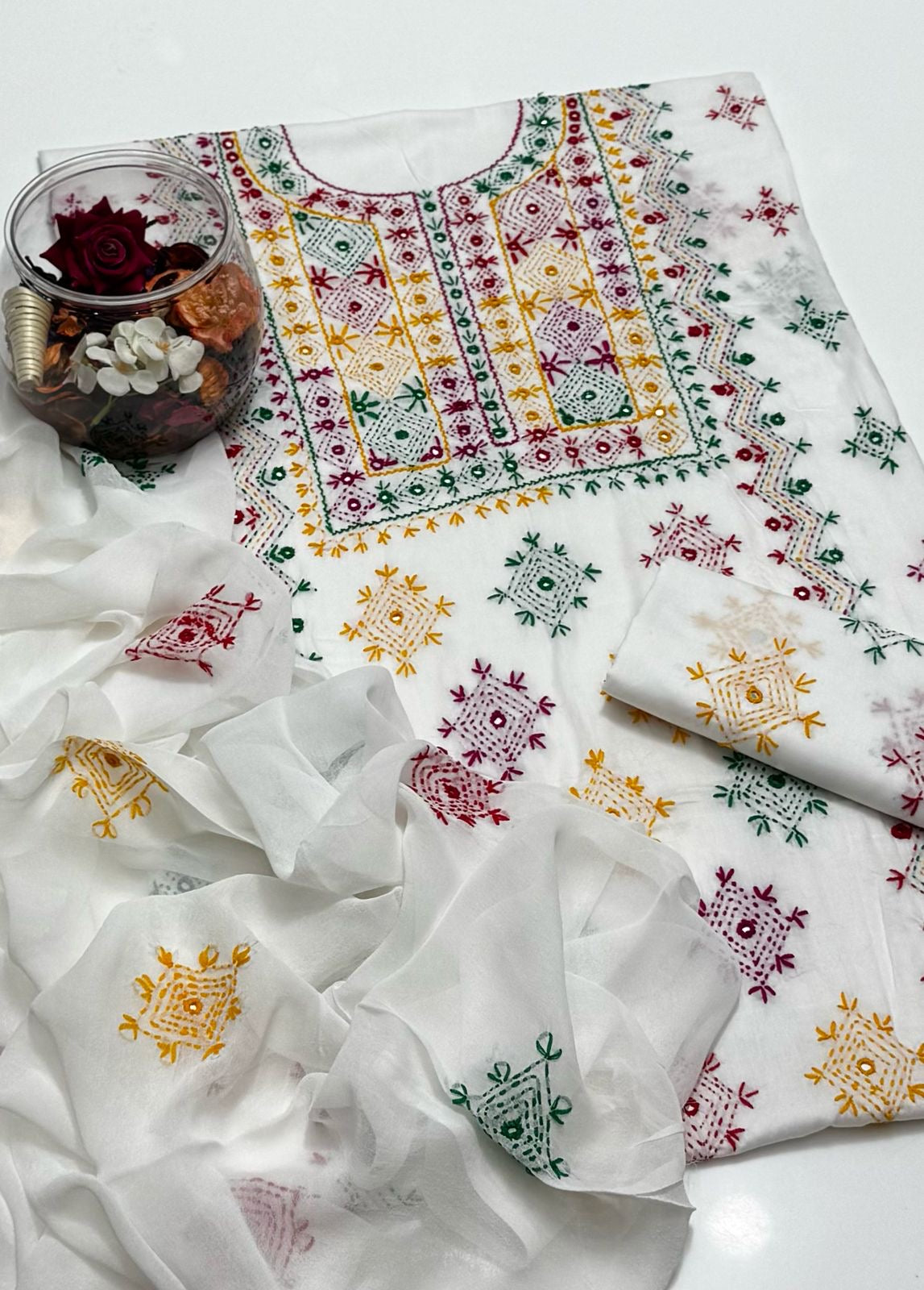 Multi Afghani Tanka Embroidered | Unstitched 3 Piece