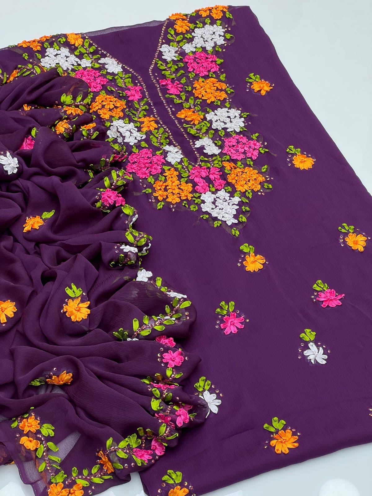 Ribbon Work | Unstitched Shirt Dupatta 2 Piece