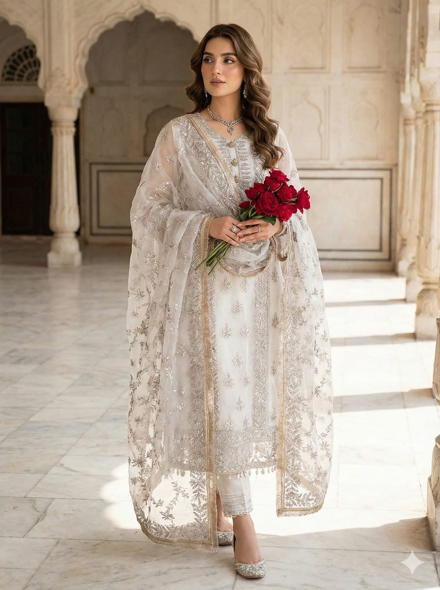 Sui Gotta Kinari Work (Dyeable)| Unstitched Shirt Dupatta 2 Piece