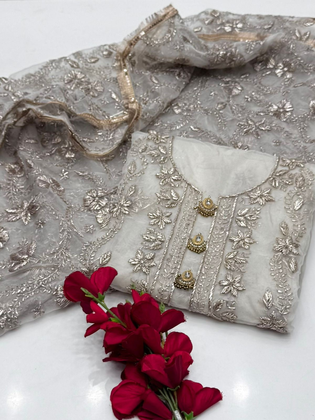 Sui Gotta Kinari Work (Dyeable)| Unstitched Shirt Dupatta 2 Piece