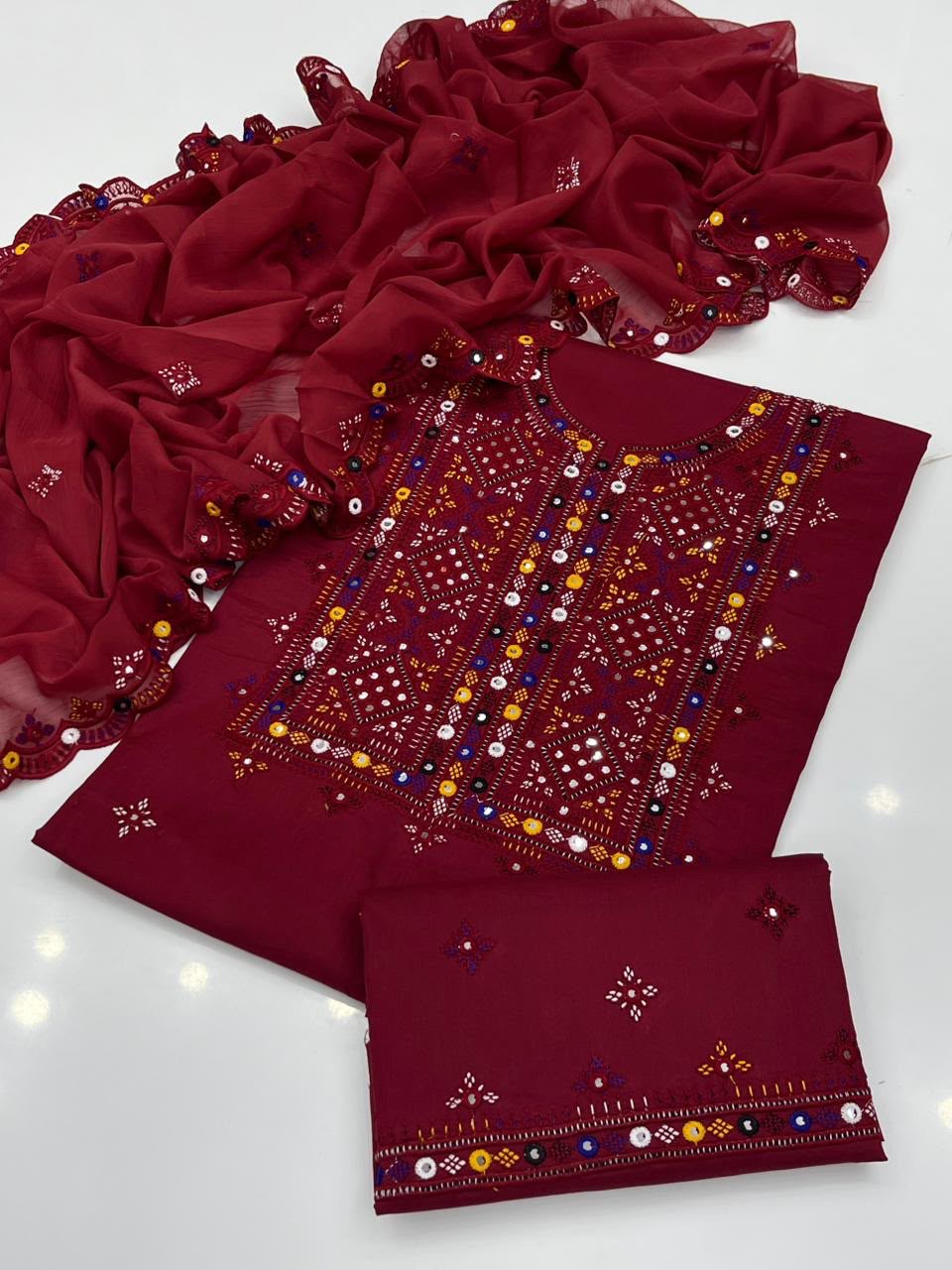 Balochi Embroidery 🧵 | Unstitched Shirt Dupatta Trouser 3 Piece