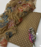 Organza Pani Mirror Work | Unstitched Shirt Dupatta 2 Piece