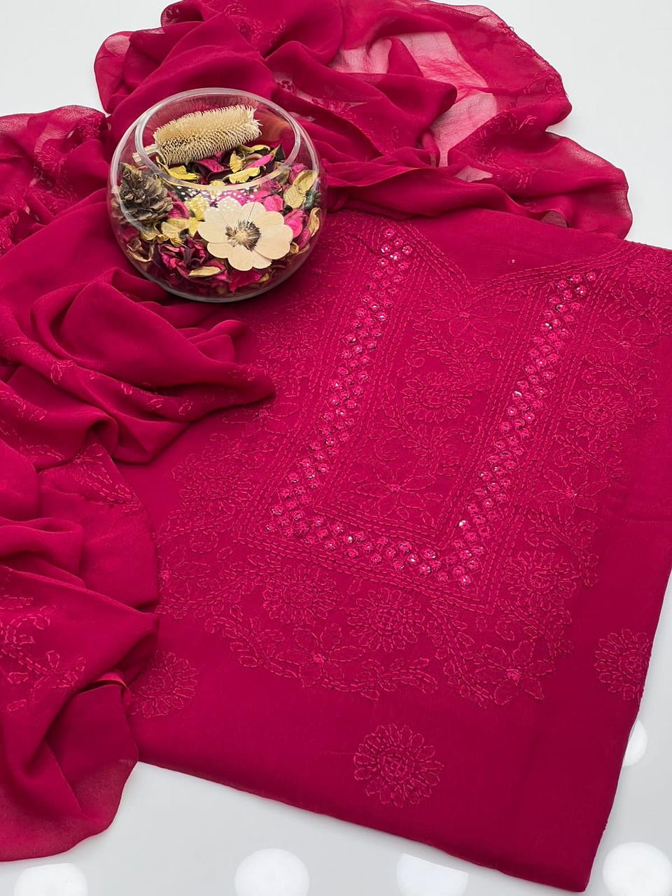 Shadow Mirror Work | Unstitched Shirt Dupatta 2 Piece