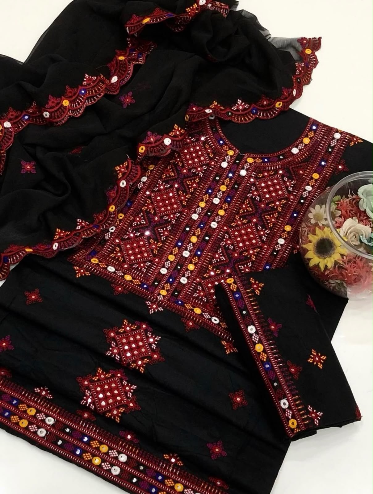 Balochi Embroidery 🧵 | Unstitched Shirt Dupatta Trouser 3 Piece