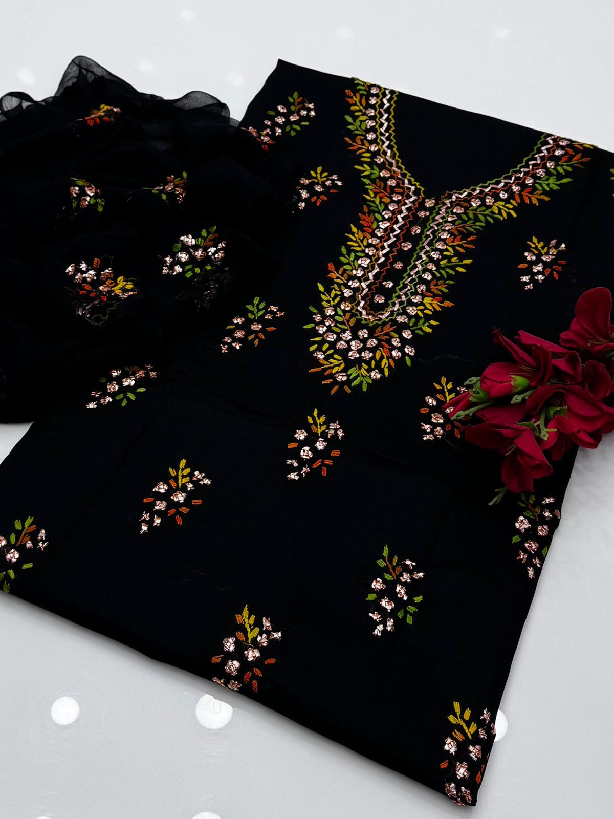 Thread & Gotta Work | Unstitched Shirt Dupatta Trouser 3 Piece