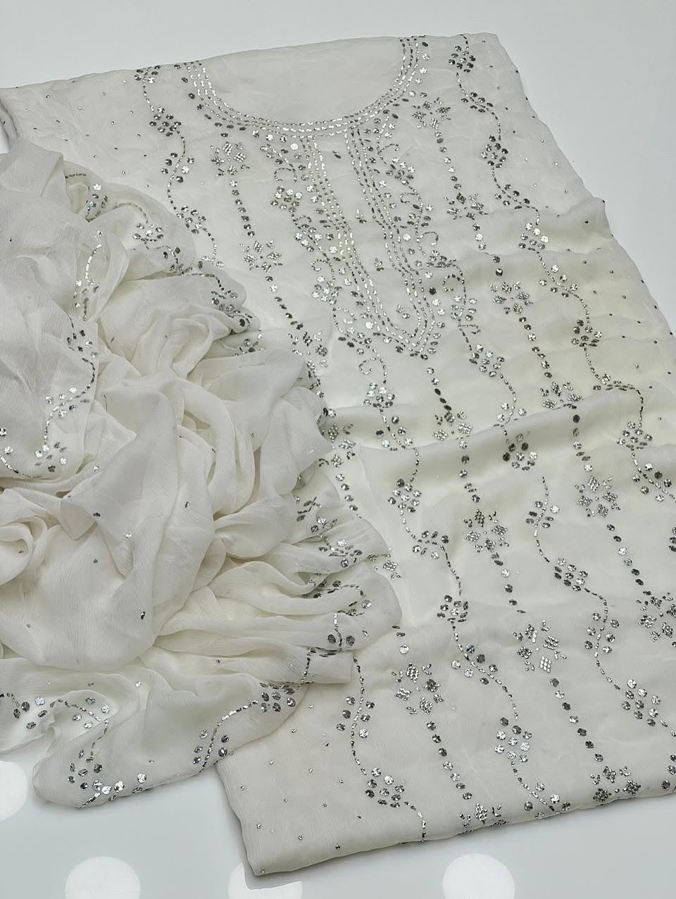 Heavy Mukesh | Unstitched Shirt Dupatta 2 Piece