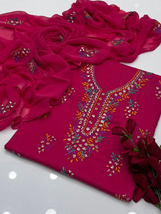 Thread & Gotta Work | Unstitched Shirt Dupatta Trouser 3 Piece