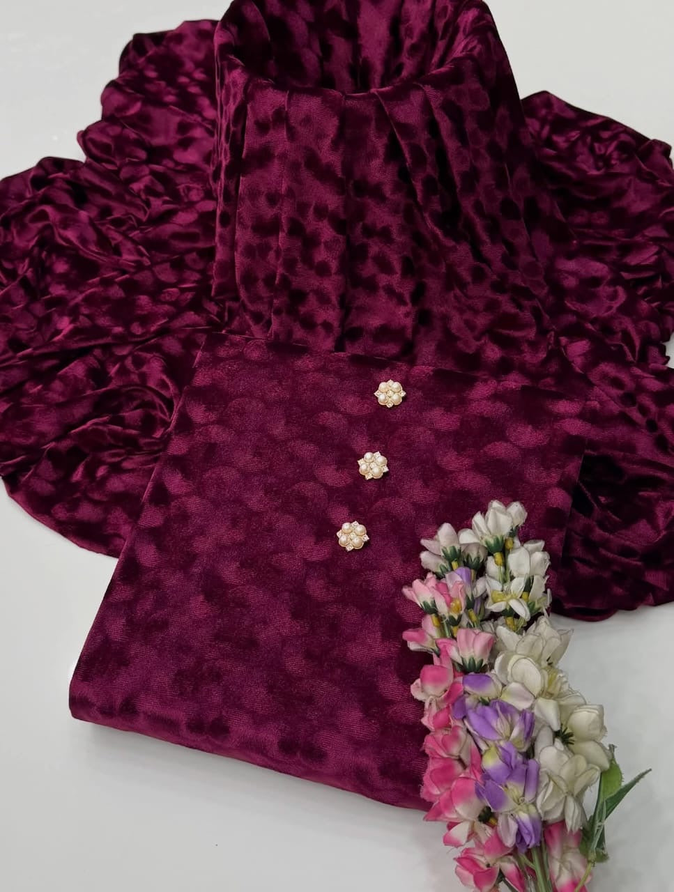 Self Micro 6000 Velvet | Unstitched Shirt Trouser 2 Piece