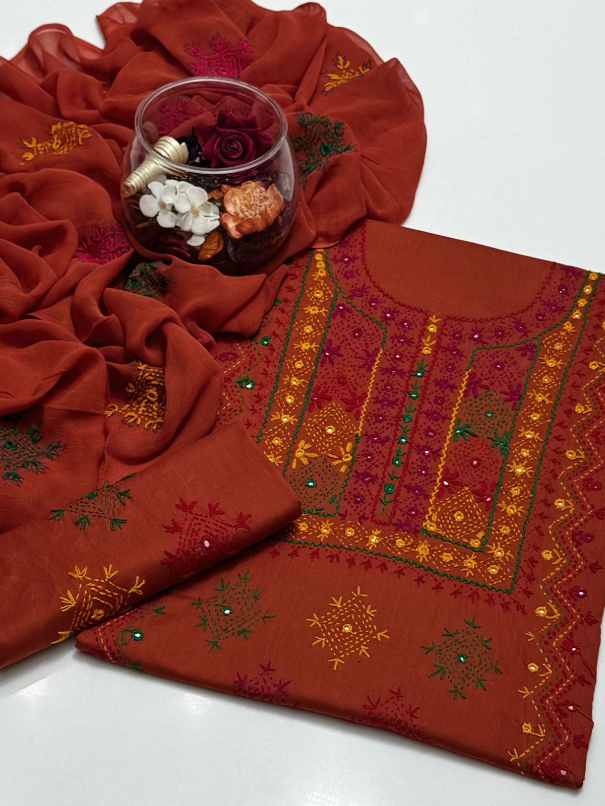 Multi Afghani Tanka Embroidered | Unstitched 3 Piece