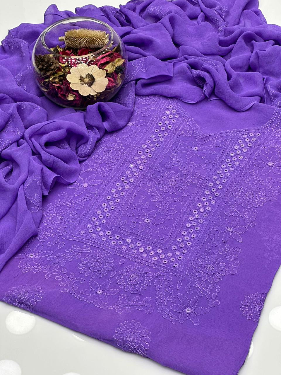 Shadow Mirror Work | Unstitched Shirt Dupatta 2 Piece
