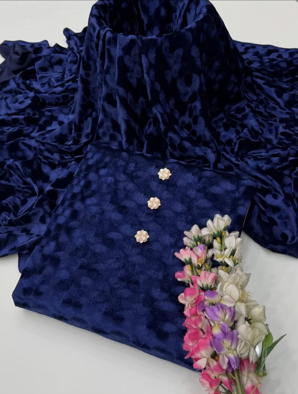 Self Micro 6000 Velvet | Unstitched Shirt Trouser 2 Piece