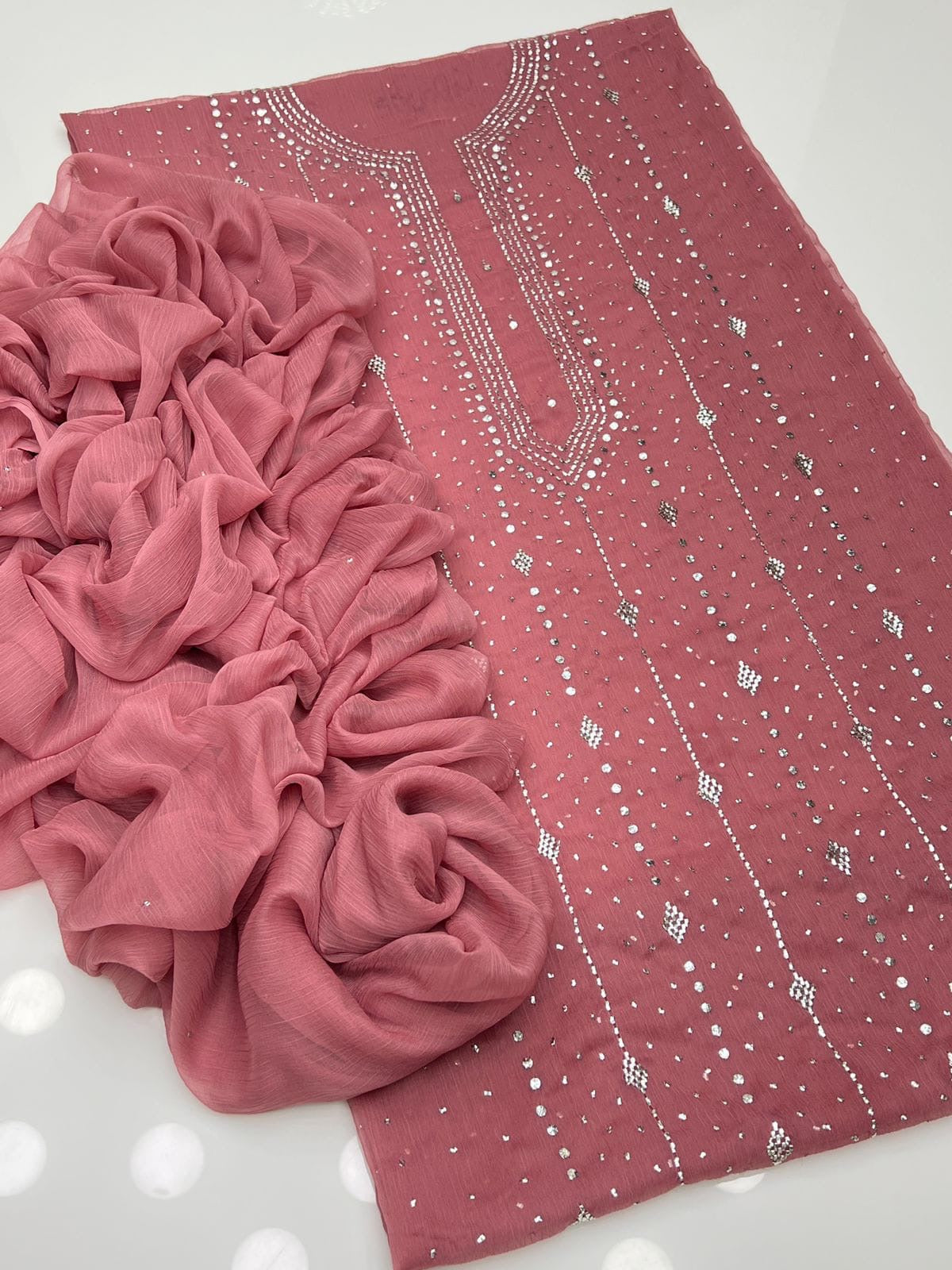 Heavy Panel Mukesh | Unstitched Shirt Dupatta 2 Piece