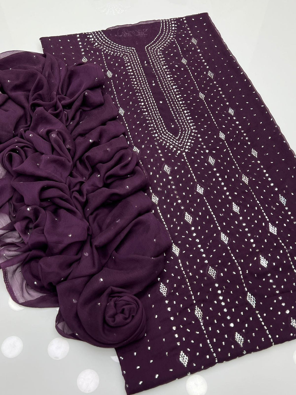 Heavy Panel Mukesh | Unstitched Shirt Dupatta 2 Piece