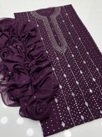 Heavy Panel Mukesh | Unstitched Shirt Dupatta 2 Piece