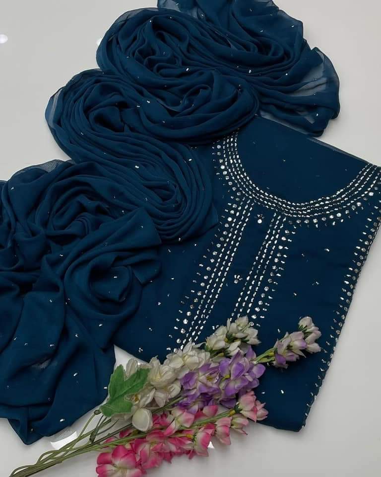 Kurta Style Mukesh Work | Unstitched Shirt Dupatta