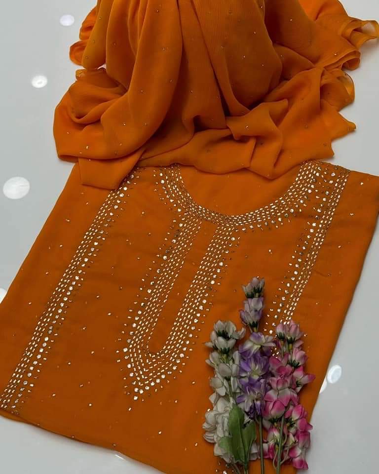 Kurta Style Mukesh Work | Unstitched Shirt Dupatta