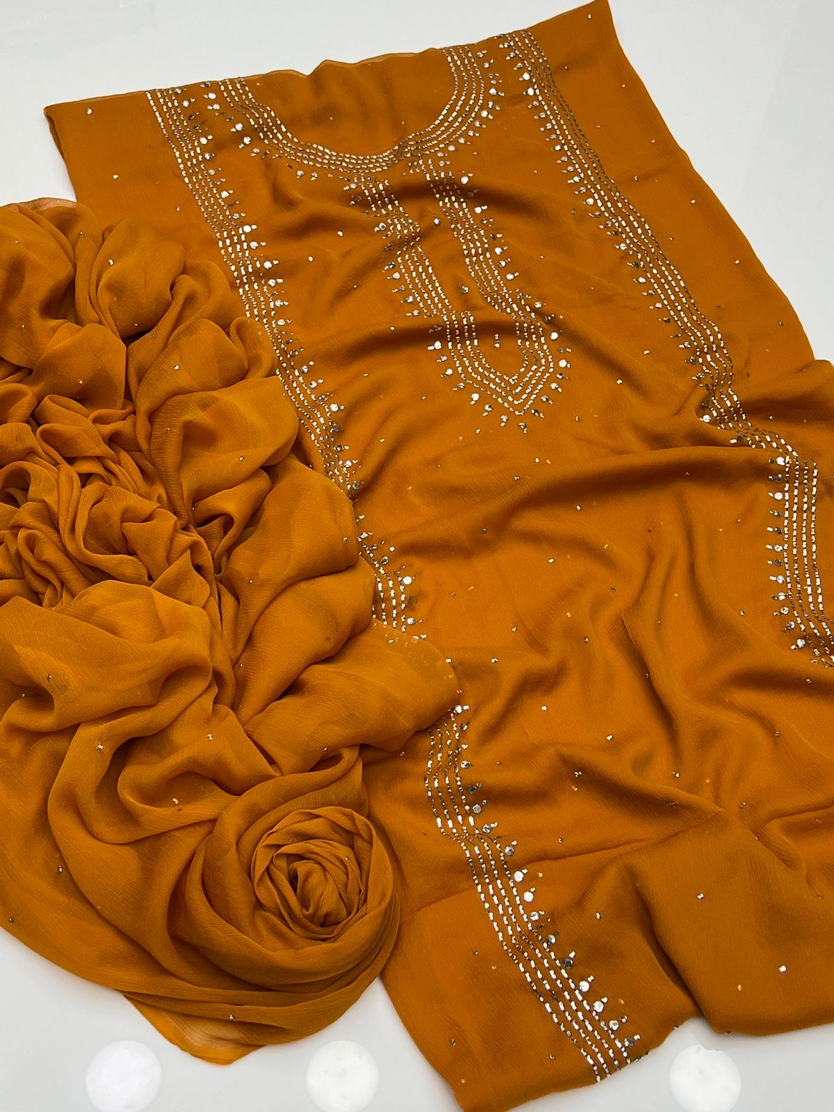 Kurta Style Mukesh Work | Unstitched Shirt Dupatta