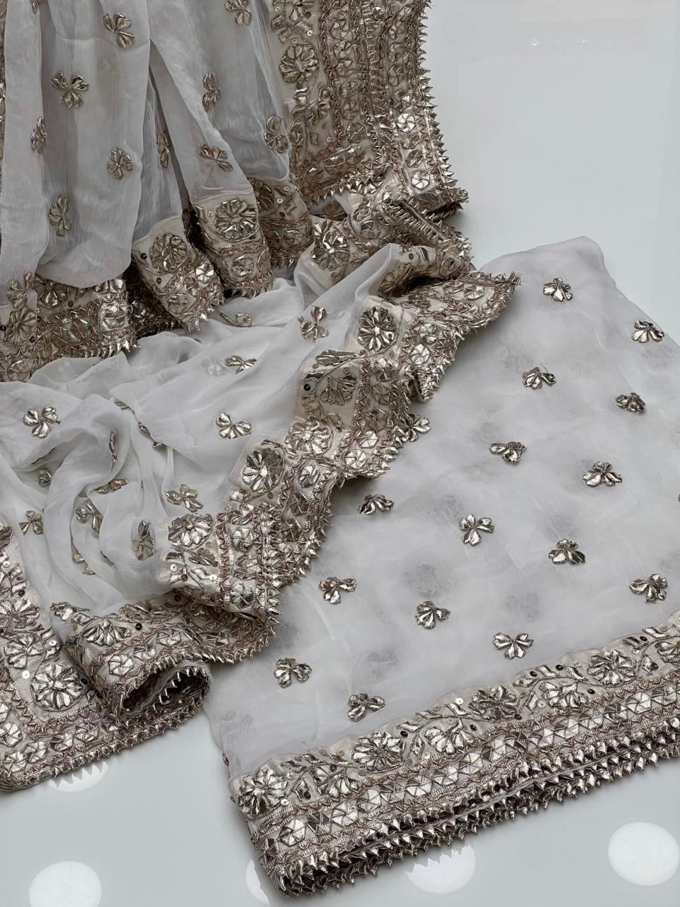 Gotta Kinari Work Dyeable | Unstitched Shirt Dupatta 2 Piece