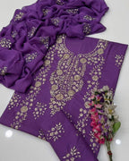 Lawn Gotta Kinari Work | Unstitched Shirt Dupatta Trouser 3 Piece