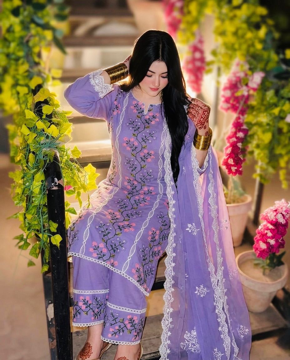 Trending Cross Stitch Embroidery | Unstitched Shirt Dupatta Trouser 3 Pc