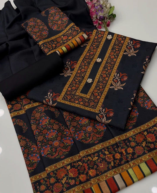 Kalamkari Print | Unstitched Shirt Dupatta Trouser 3 Piece