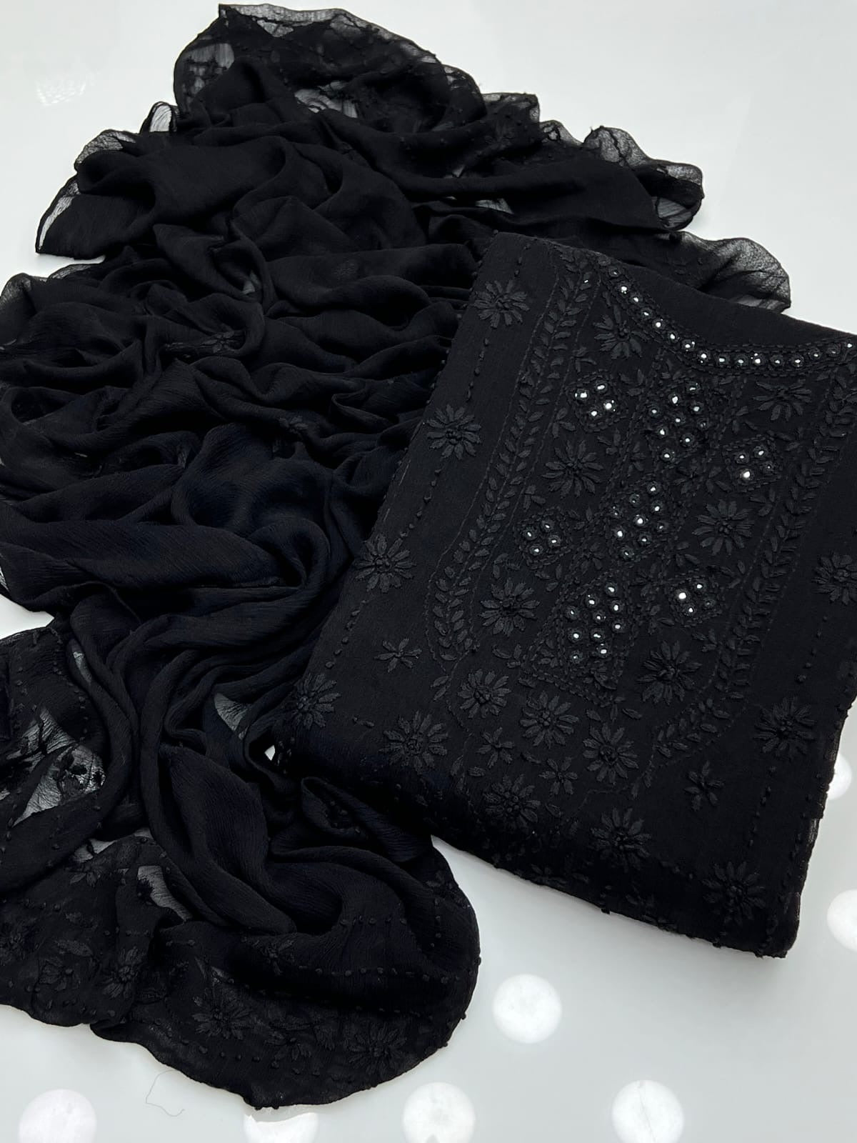 Pakka Boor Neck Mirror | Unstitched Shirt Dupatta 2 Piece