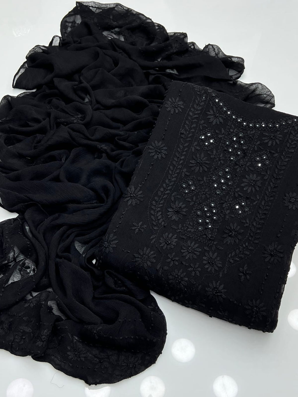 Pakka Boor Neck Mirror | Unstitched Shirt Dupatta 2 Piece