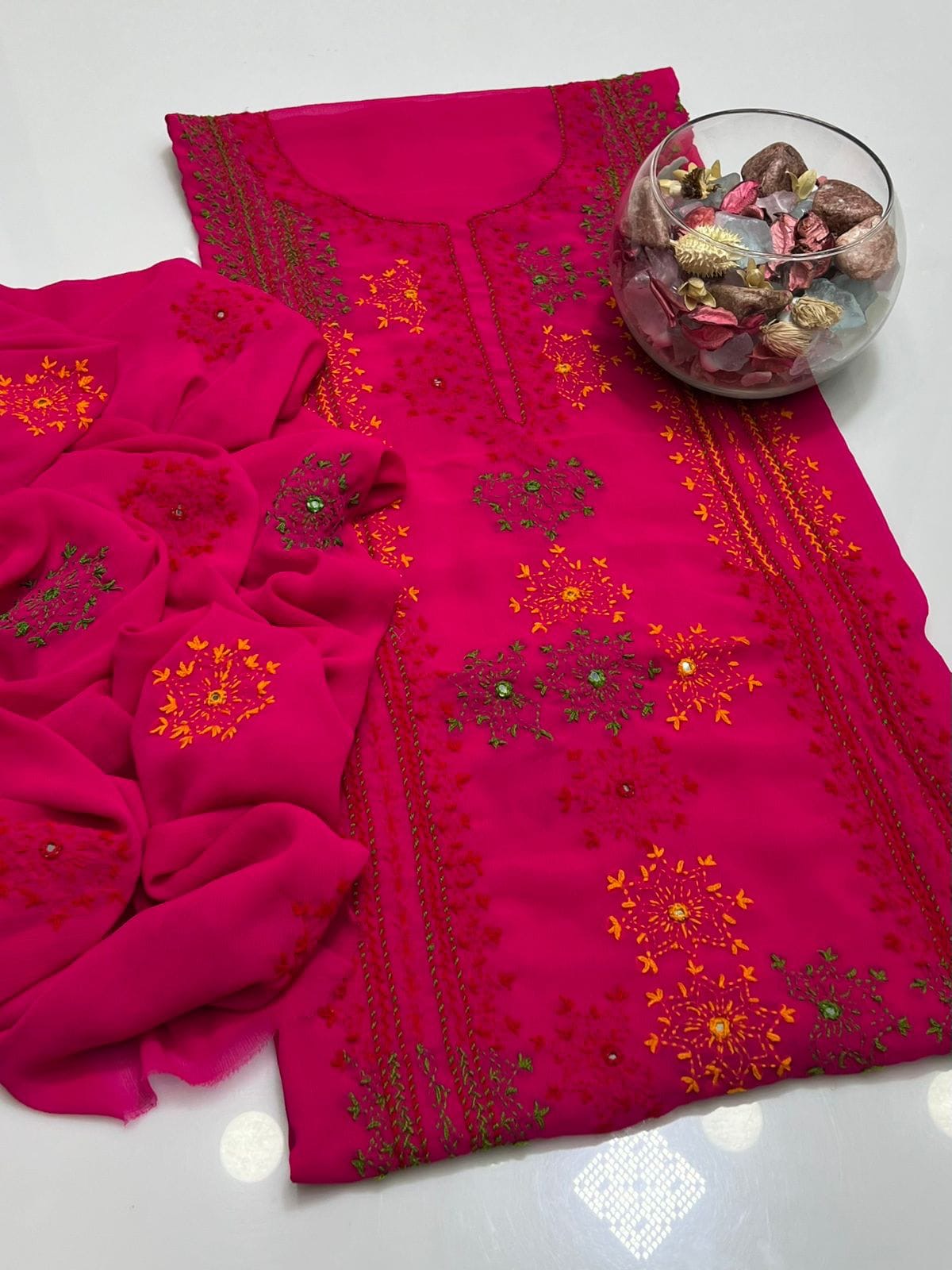 Afghani Tanka Embroidery | Unstitched Shirt Dupatta 2 Piece