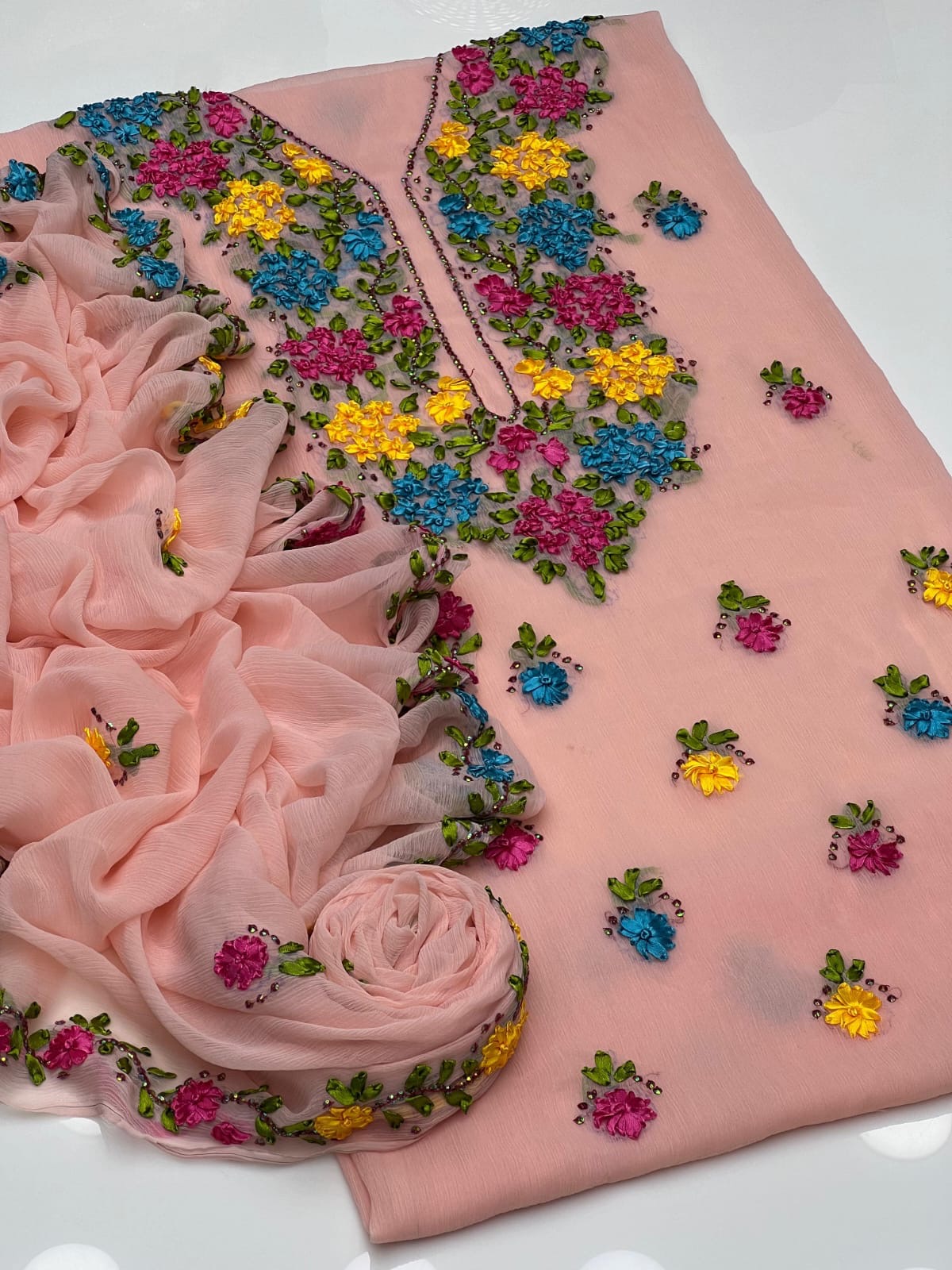 Ribbon Work | Unstitched Shirt Dupatta 2 Piece