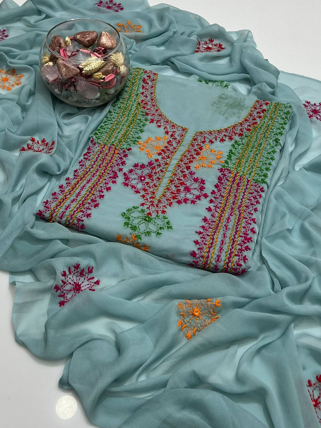 Afghani Tanka Embroidery | Unstitched Shirt Dupatta 2 Piece