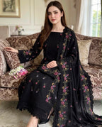 Cross Stitch & Chicken Kari Work | Unstitched Shirt Dupatta Trouser 3 Piece Dress