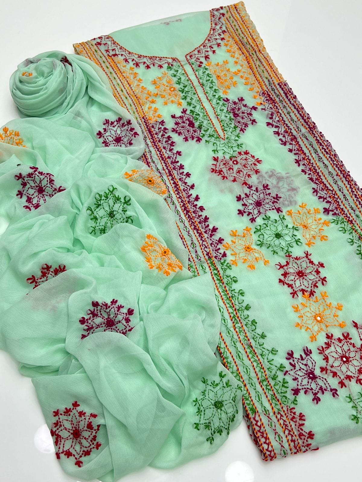 Afghani Tanka Embroidery | Unstitched Shirt Dupatta 2 Piece