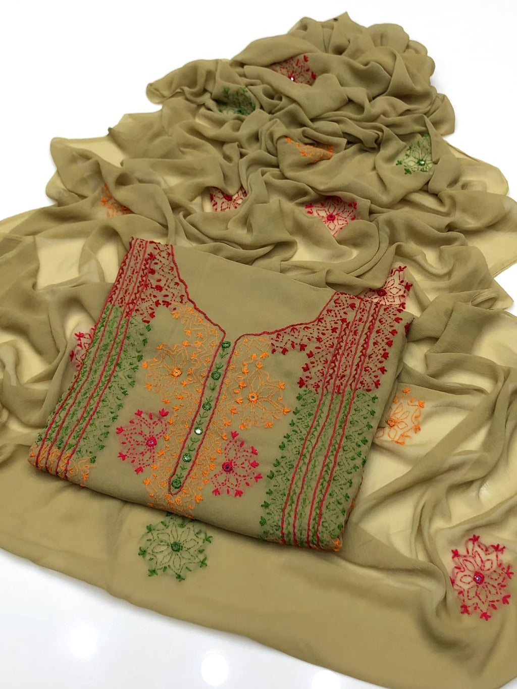 Afghani Tanka Embroidery | Unstitched Shirt Dupatta 2 Piece