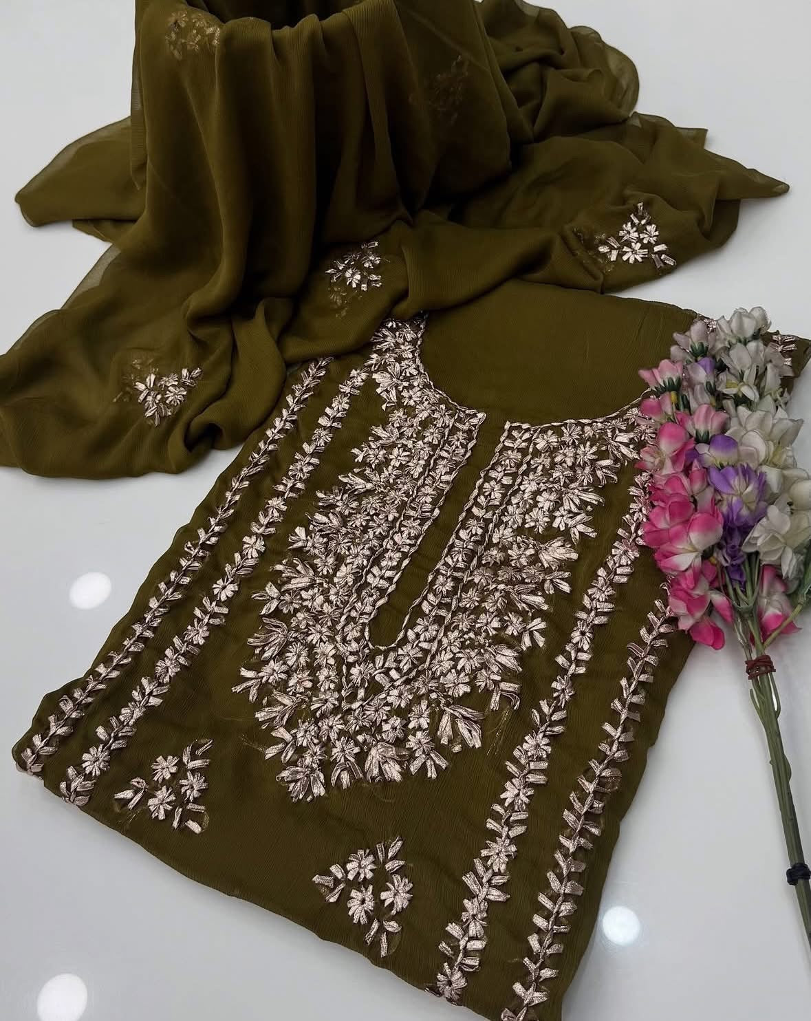 Gotta Kinari Work | Unstitched Shirt Dupatta 2 Piece