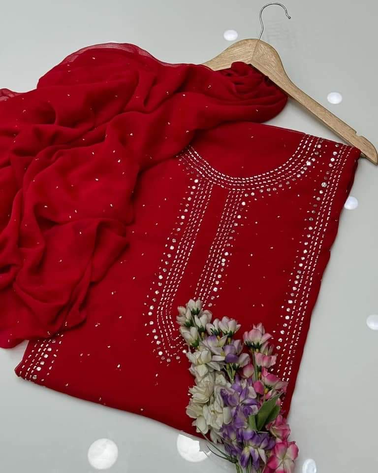 Kurta Style Mukesh Work | Unstitched Shirt Dupatta