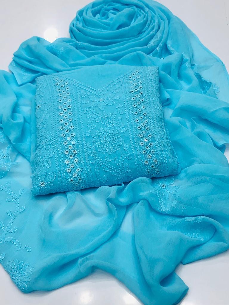 Shadow Mirror Work | Unstitched Shirt Dupatta 2 Piece