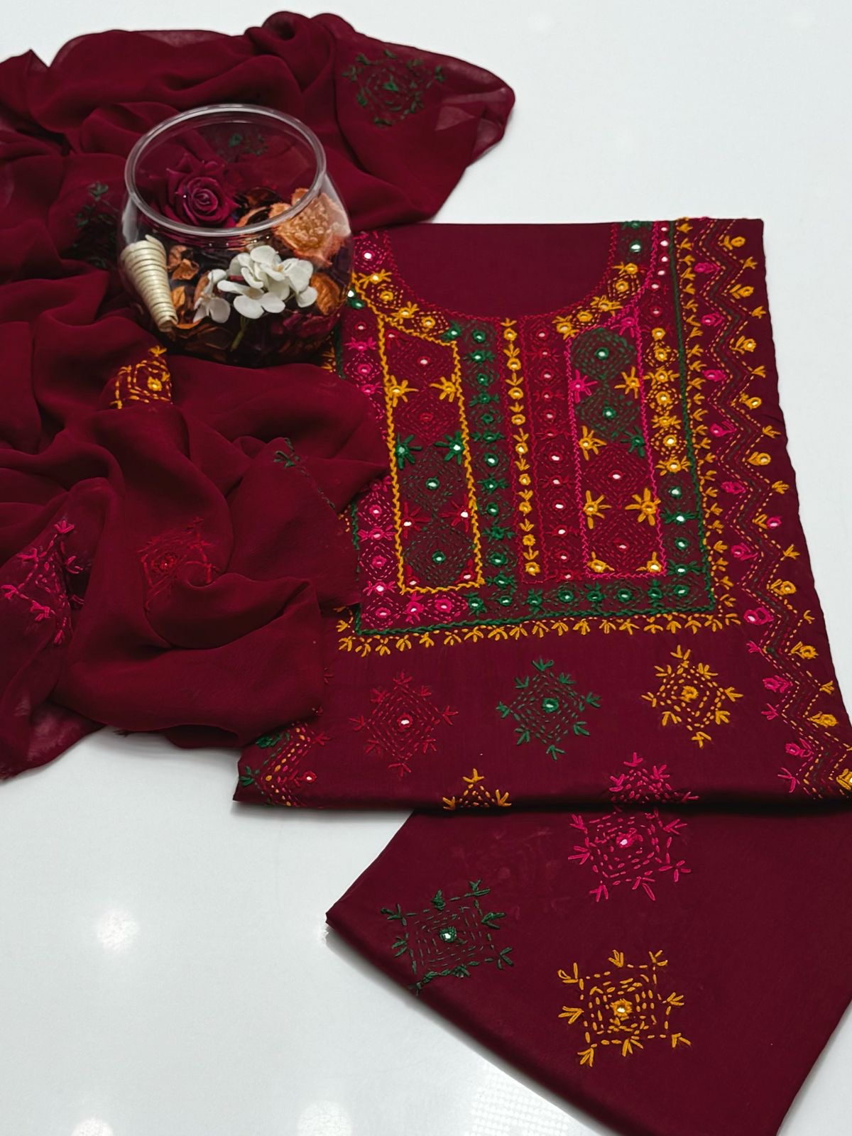 Multi Afghani Tanka Embroidered | Unstitched 3 Piece