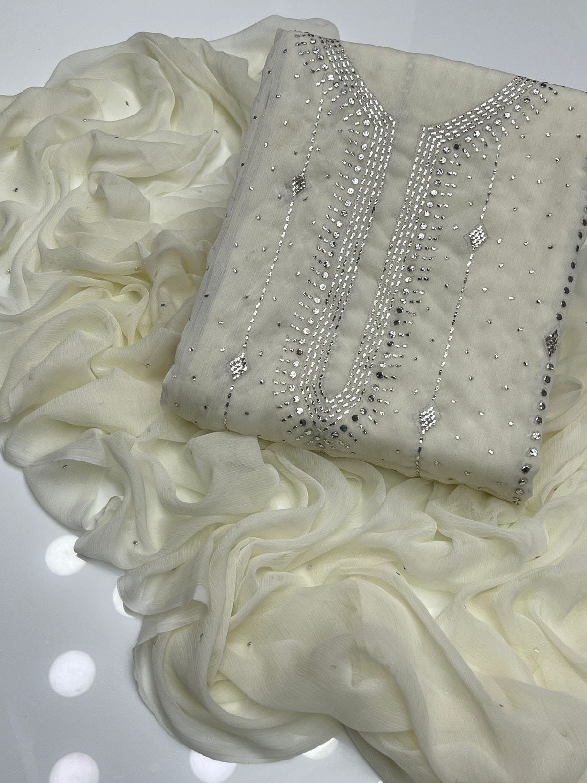 Heavy Panel Mukesh | Unstitched Shirt Dupatta 2 Piece