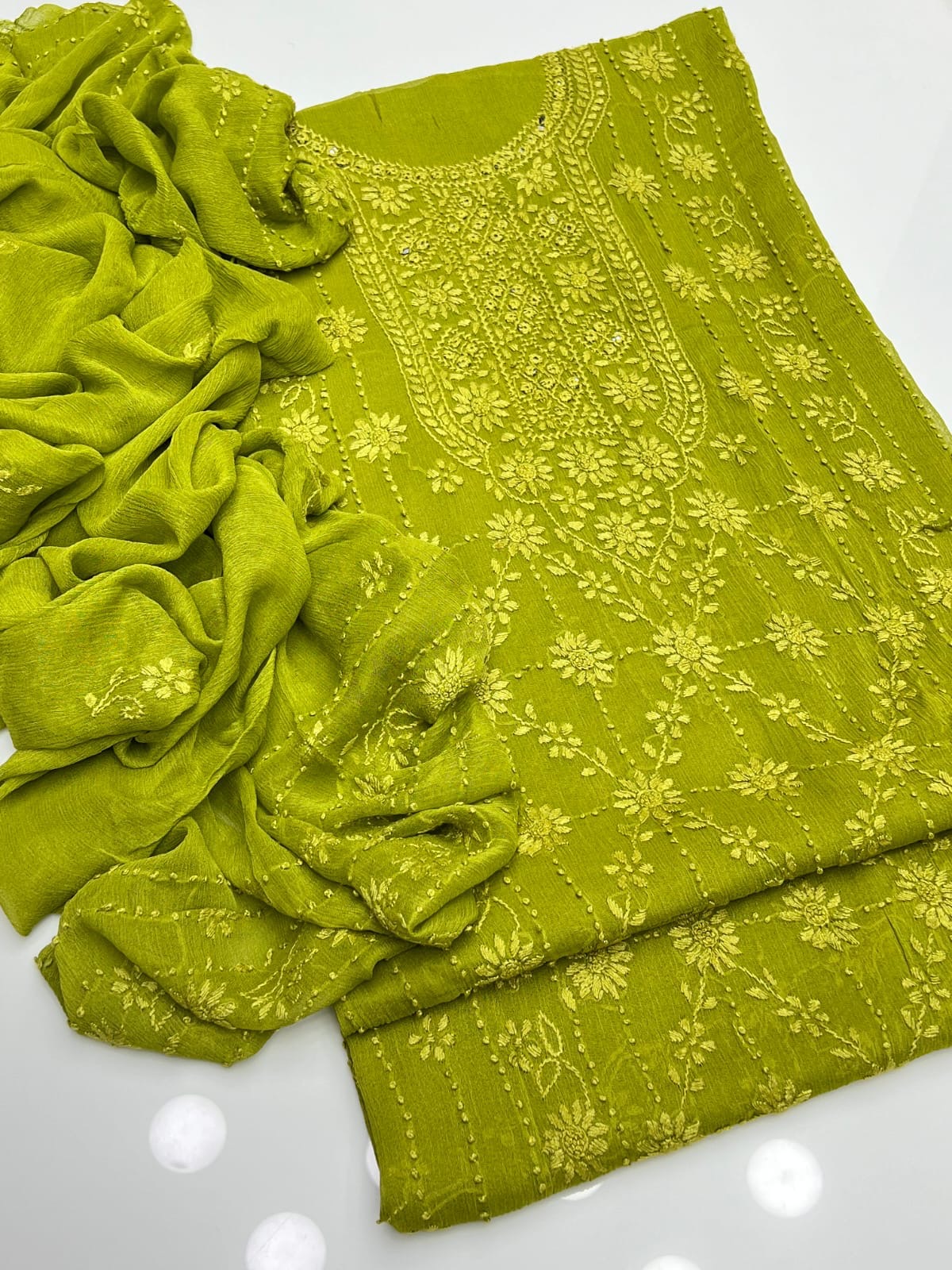 Pakka Boor Neck Mirror | Unstitched Shirt Dupatta 2 Piece