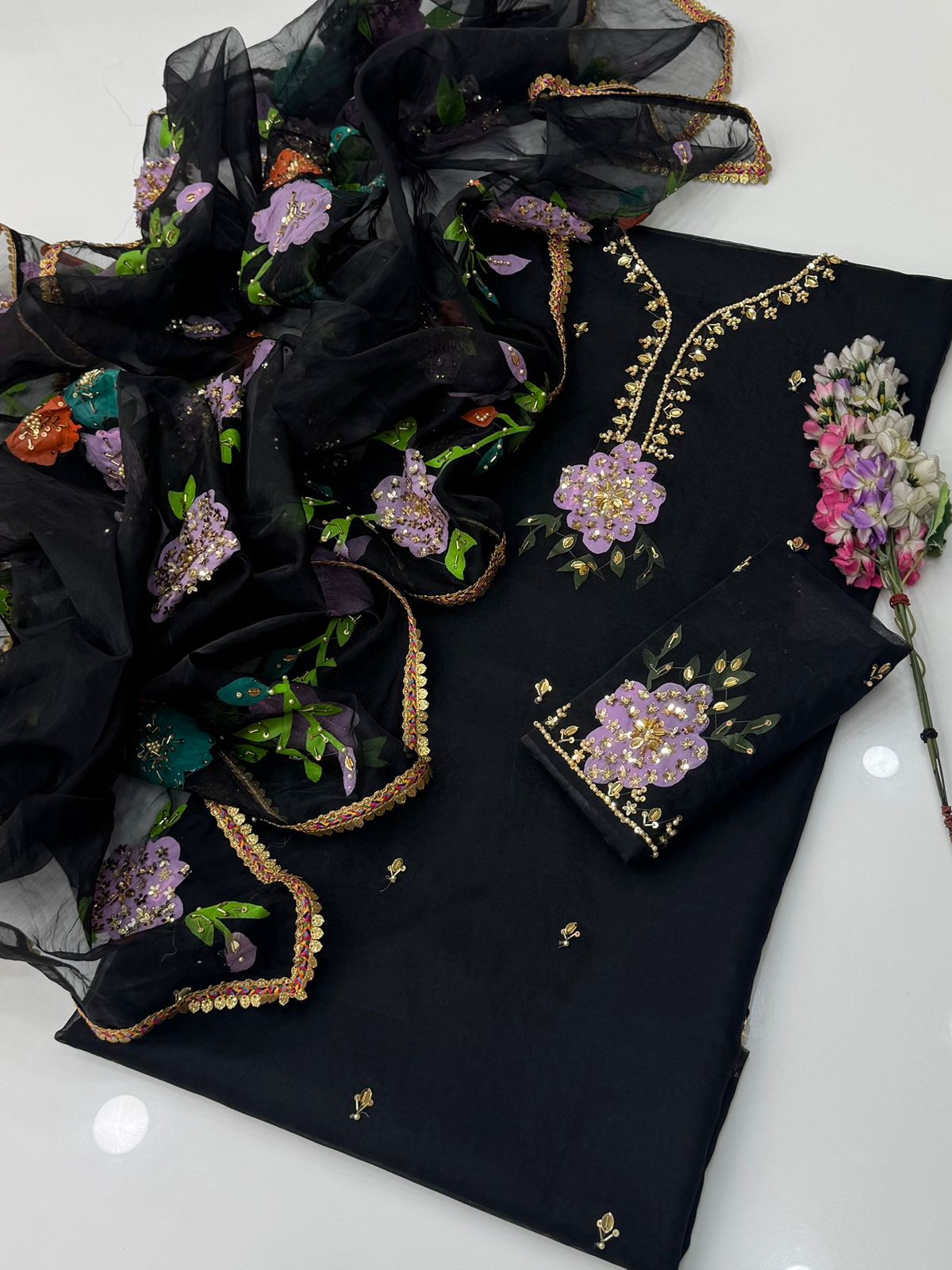 HandPainted Festive Wear | Unstitched Shirt Dupatta 2 Piece